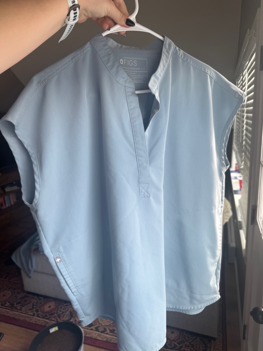 FIGS Rafaela™ Oversized Scrub Top – Dusty Blue – L